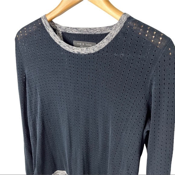rag & bone Ariana Perforated Split Back Sweater Pullover Size Medium - Picture 4 of 11